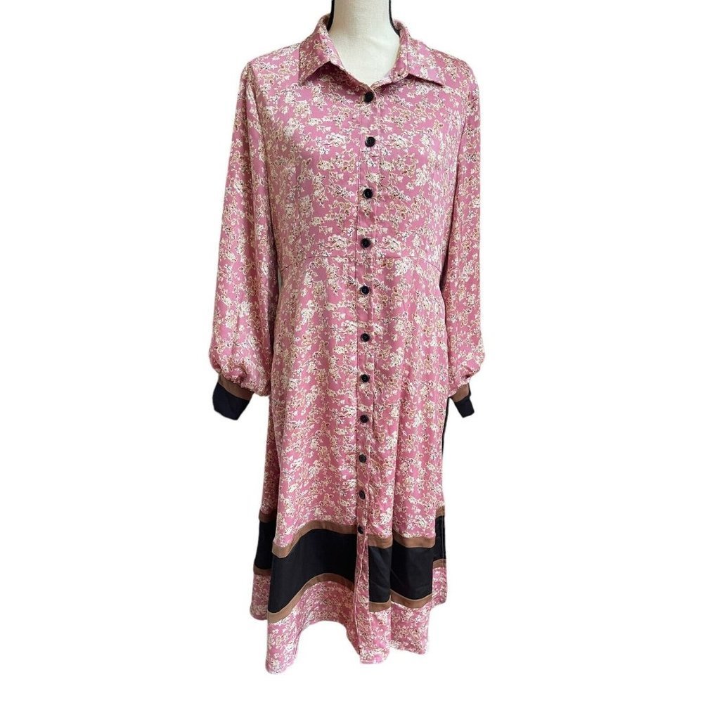 FLORAL Pink Prairie Dress Western Retro Country Rustic Cottagecore Peasant Large